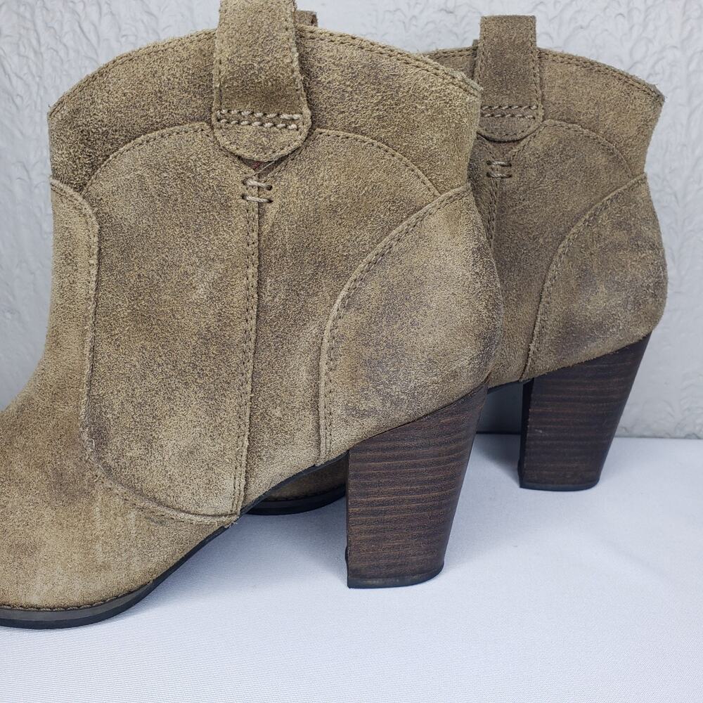Clarks Indigo Womens Sz. 10.5 Distressed Brown Leather Western Ankle Boots Heels - Picture 7 of 14